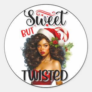 Retro Sweet but Twisted Christmas Pinup Classic Round Sticker