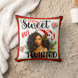 Retro Sweet but Twisted Christmas Pinup Cushion