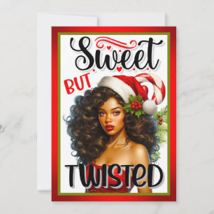 Retro Sweet but Twisted Christmas Pinup Thank You Card