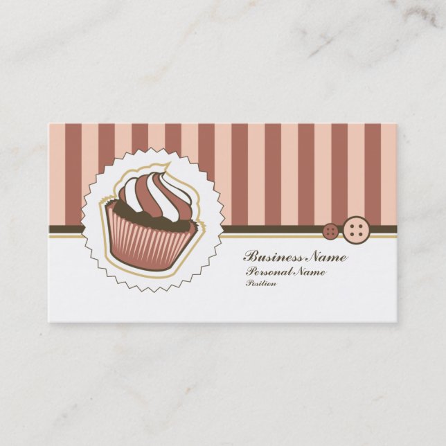 Retro Sweet Cupcake Bakery Business Card (Front)
