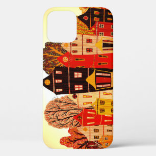 Retro Sweet Home Poster: Cartoon Houses iPhone 12 Case
