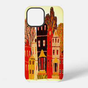 Retro Sweet Home Poster: Cartoon Houses iPhone 12 Case