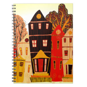 Retro Sweet Home Poster: Cartoon Houses Notebook