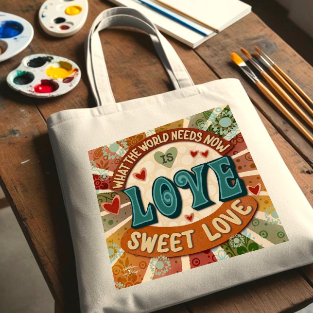 Retro Sweet Love Fun Modern Inspiring Quote Tote Bag (Creator Uploaded)