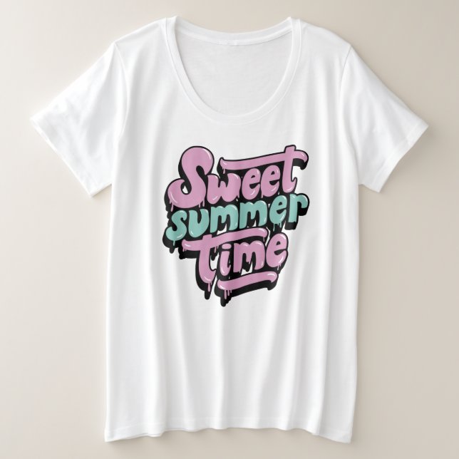 Retro Sweet Summer Time Plus Size T-Shirt (Design Front)
