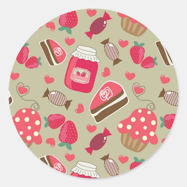 Retro Sweets Classic Round Sticker (Front)
