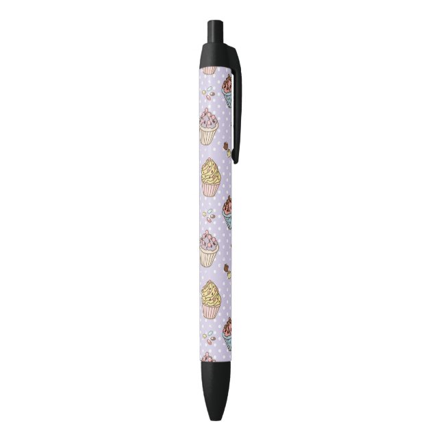 Retro Sweets Pattern Black Ink Pen (Bottom (Vertical))