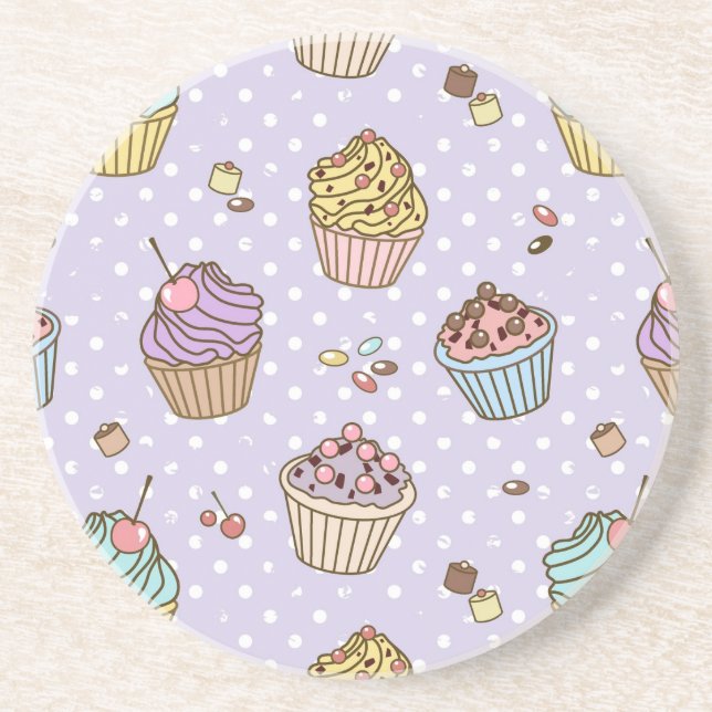 Retro Sweets Pattern Coaster (Front)