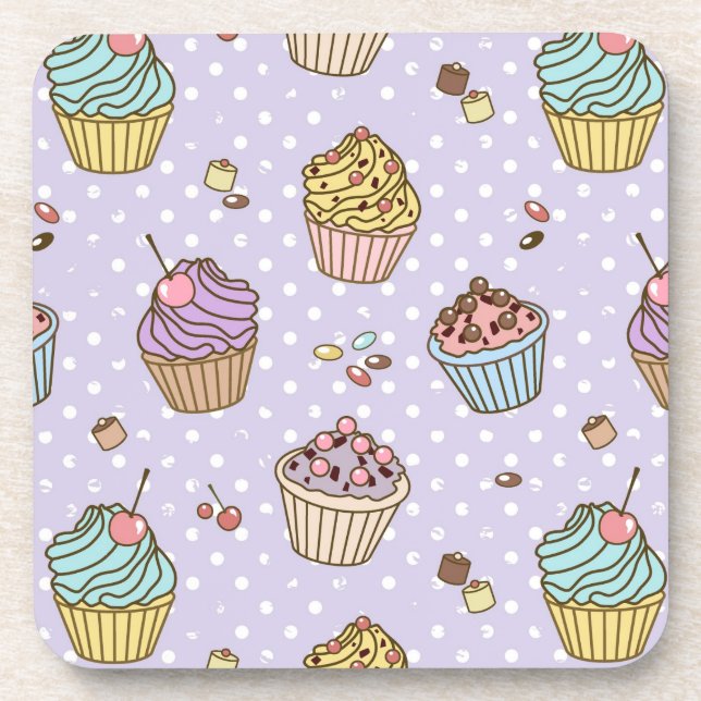 Retro Sweets Pattern Coaster (Front)