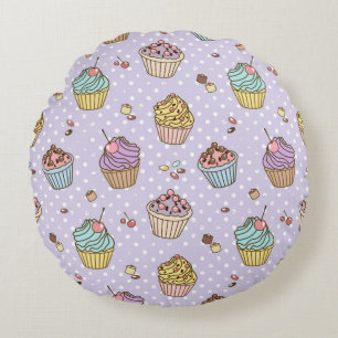 Retro Sweets Pattern Round Cushion
