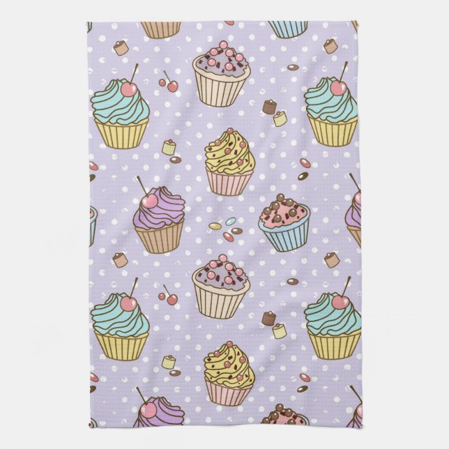 Retro Sweets Pattern Tea Towel (Vertical)