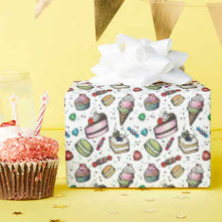 Retro Sweets- White Wrapping Paper