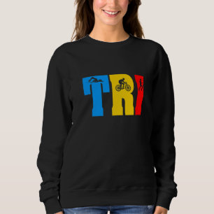Retro Swim Bike Run Triathlon Athletic Sport Men W Sweatshirt