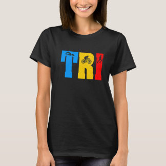 Retro Swim Bike Run Triathlon Athletic Sport Men W T-Shirt