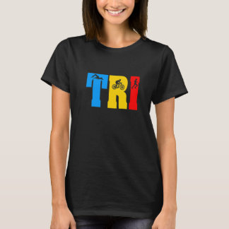 Retro Swim Bike Run Triathlon Athletic Sport Men W T-Shirt