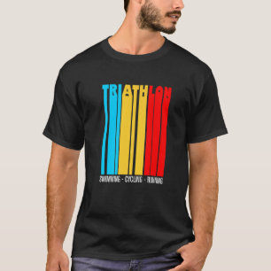 Retro Swim Bike Run Triathlon Athletic Sport Men W T-Shirt