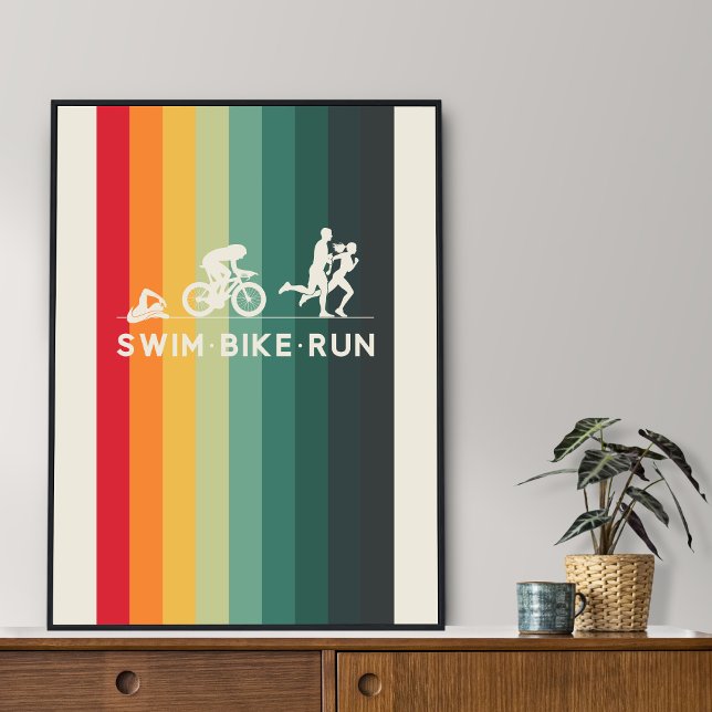 Retro Swim Bike Run Triathlon Icon Series  Poster (Creator Uploaded)