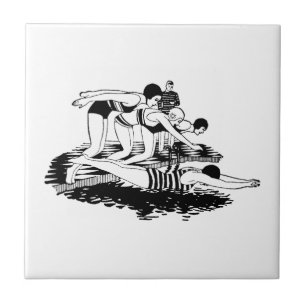 Retro Swimmers Tile