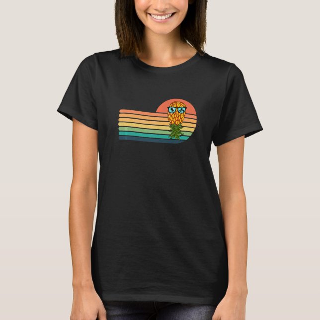 Retro Swinger Upside Down Pineapple Sunset Horizon T-Shirt (Front)