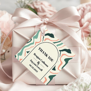 Retro Swirl Arch Mint And Pink Wedding Thank You Favour Tags