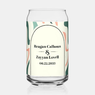 Retro Swirl Arch Mint Green And Pink Wedding Can Glass