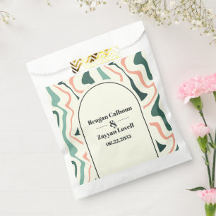 Retro Swirl Arch Mint Green And Pink Wedding Favour Bags