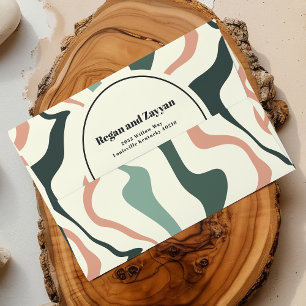 Retro Swirl Arch Mint Green Pink Wedding Envelope