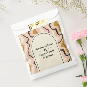 Retro Swirl Arch Pink Black Gold Wedding Favour Bags