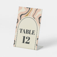Retro Swirl Arch Pink Black Wedding Table Number