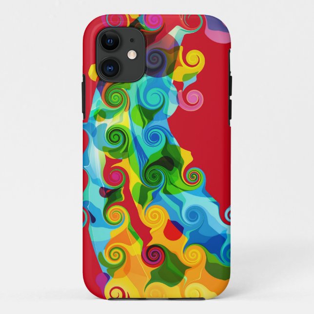 Retro Swirl Colourful Abstract Sea Case-Mate iPhone Case (Back)