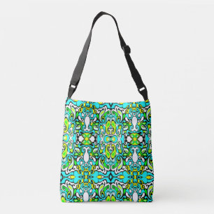 retro swirl doodle 60s 70s vintage style crossbody bag