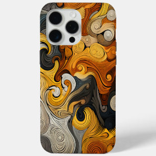 Retro Swirl Patterned Colourful Digital Print iPhone 15 Pro Max Case