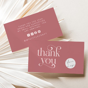 Retro Swirl Thanks For Shopping Small Dusty Rose Business Card