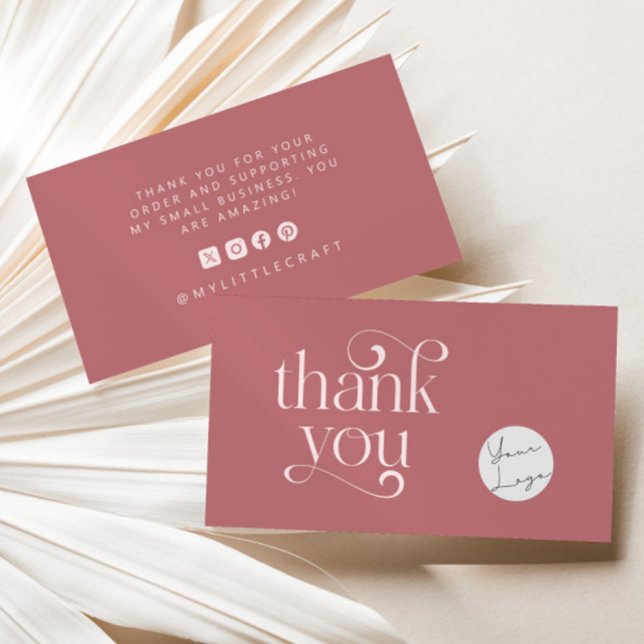 Retro Swirl Thanks For Shopping Small Pink Business Card (Creator Uploaded)