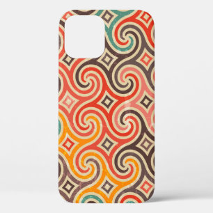 Retro swirls illustration pattern iPhone 12 case