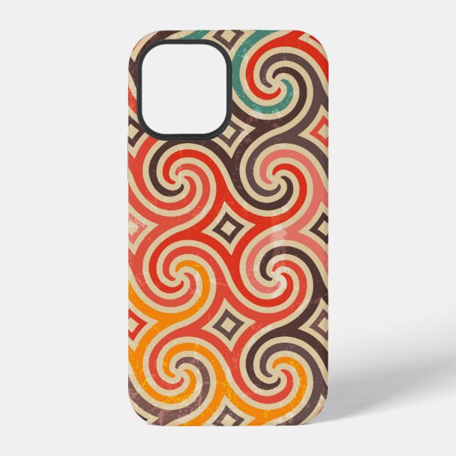 Retro swirls illustration pattern iPhone case (Back)