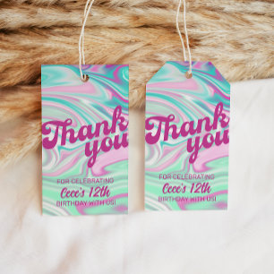 Retro Swirls Pinks & Greens Thank You Favour  Gift Tags