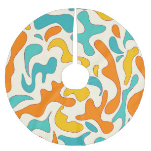 Retro Swirls: Vintage Floral Pattern Brushed Polyester Tree Skirt