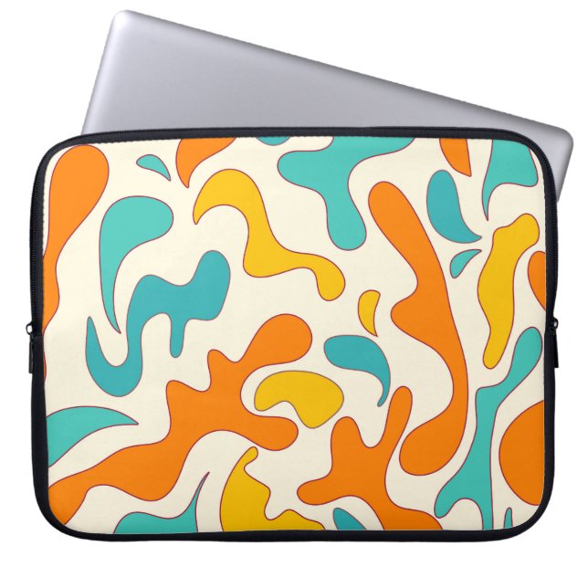 Retro Swirls: Vintage Floral Pattern Laptop Sleeve (Front)