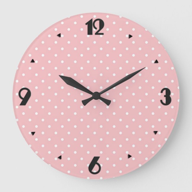 Retro Swiss dots - Shell pink Large Clock (Front)
