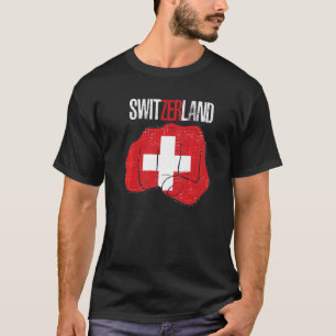 Retro Swiss Flag Switzerland National Suisse  Schw T-Shirt