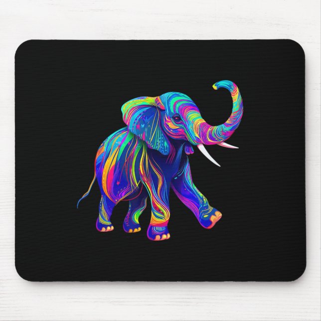 Retro Synthwave 80s 90s Elephant Trunk Up Chakra Y Mouse Pad (Front)