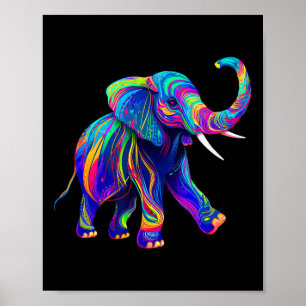 Retro Synthwave 80s 90s Elephant Trunk Up Chakra Y Poster