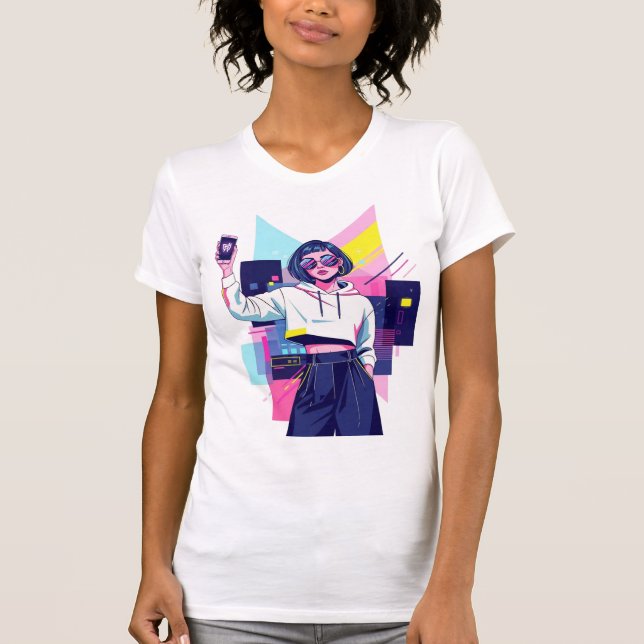 Retro Synthwave Girl Graphic T-Shirt (Front)