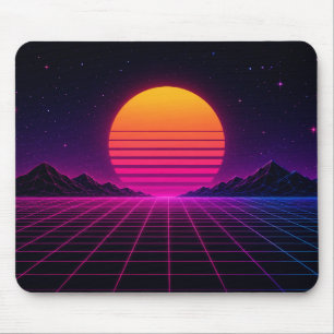 Retro Synthwave Sunset Mouse Pad