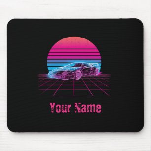 Retro Synthwave Supercar Gaming Mouse Pad Custom