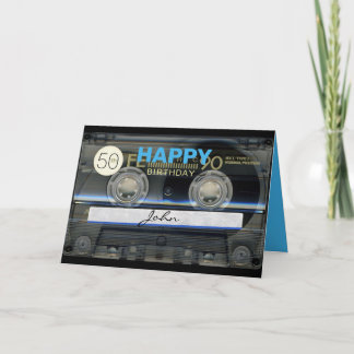 Retro T1 Audiotape 50th birthday recto-verso Name Card