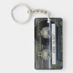 Retro T1 Audiotape Mixtape Cassette personalised K Key Ring