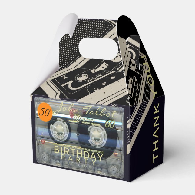 Retro T2 Audiotape 50th Birthday Thank You FB Favour Box (Front Side)