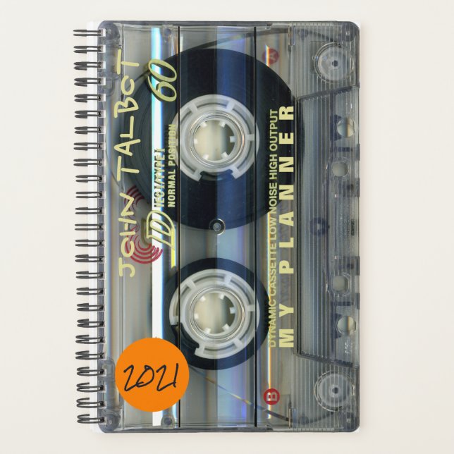 Retro T2 Audiotape Music Quote personalised Pl Planner (Front)